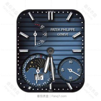 PATEK PHILIPPE百达翡丽酷黑深蓝鹦鹉螺三盘月相表盘.clock
