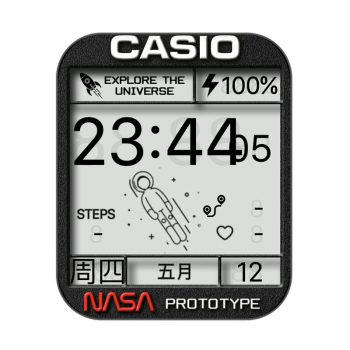 卡西欧CASIO Prototype 新版卡通灰色太空人表盘.clock