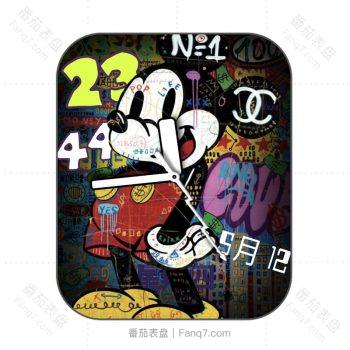 Graffickey迪士尼米奇涂鸦卡通表盘.clock