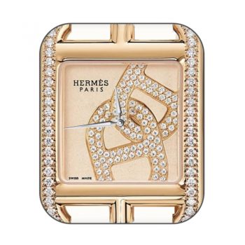 hermes爱马仕玫瑰金镶钻表盘.clock