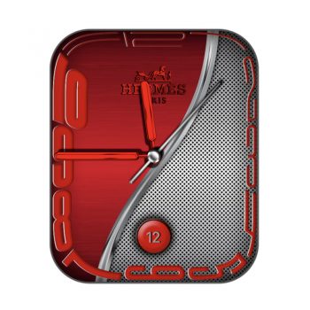 hermes爱马仕阴阳红色和银色双拼表盘.clock