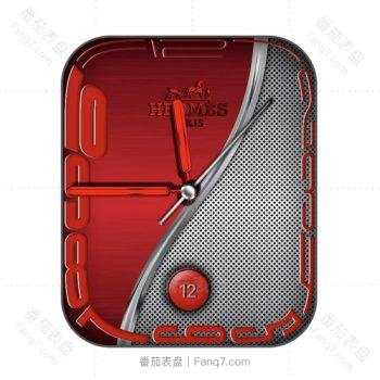 hermes爱马仕阴阳红色和银色双拼表盘.clock