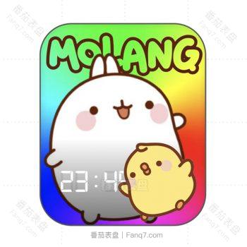 Molang萌浪兔彩色底可爱卡通表盘.clock