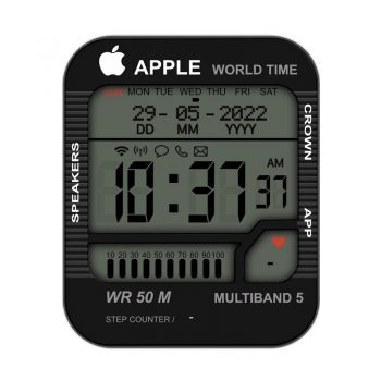 apple world time苹果logo时间电子酷黑表盘.clock