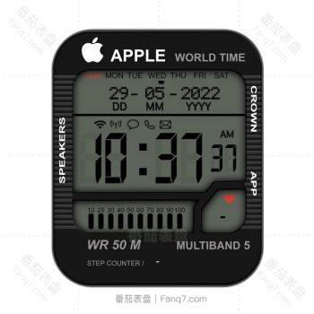 apple world time苹果logo时间电子酷黑表盘.clock