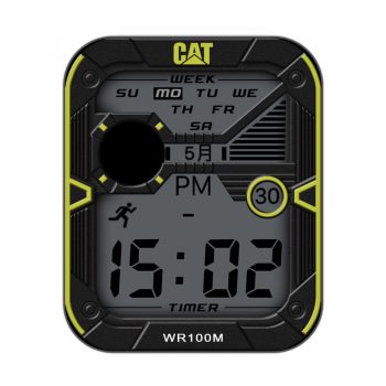 CAT卡特彼勒黄色边整体黑色表盘.clock