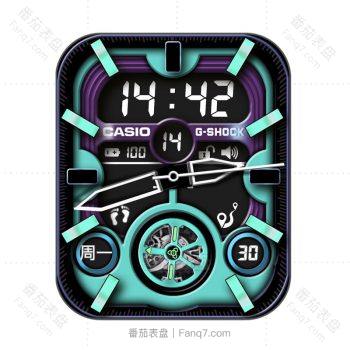 casio卡西欧G-shock Custom 高级蓝紫视觉冲击表盘.clock