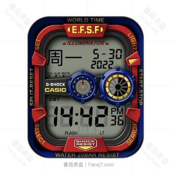 casio卡西欧G-shock Custom 高级红蓝视觉冲击表盘.clock