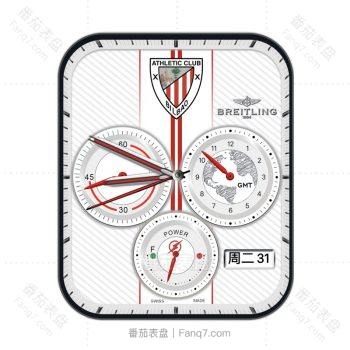 breitling百年灵红白三盘盾牌ATHLETIC CLUB俱乐部双竖表盘.clock