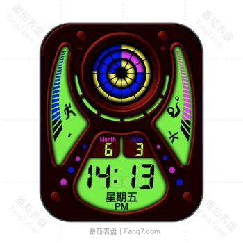 RLMade 120 4暗红底视觉冲击蓝绿表盘.clock