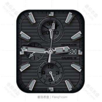 TAG HEUER泰格豪雅黑色条纹三盘表盘.clock