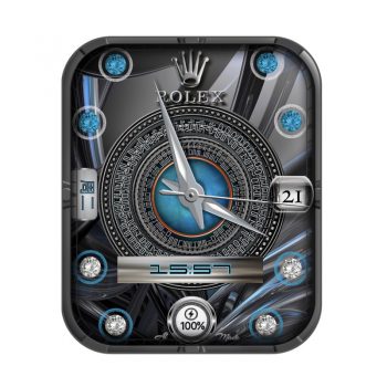 劳力士Rolex灰色高级转盘蓝色钻石表盘.clock