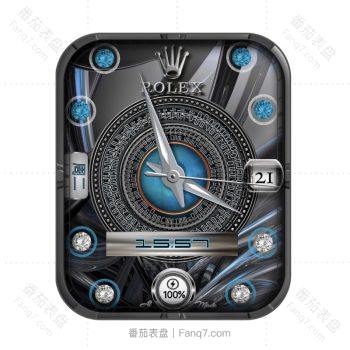 劳力士Rolex灰色高级转盘蓝色钻石表盘.clock