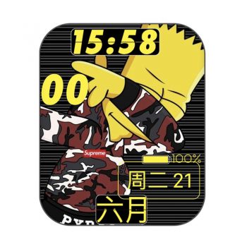 Bart Simpson-巴特·辛普森穿着红色迷彩服滑板卡通动漫表盘.clock