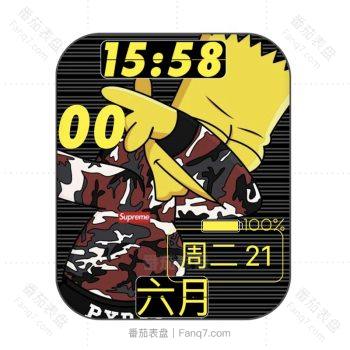 Bart Simpson-巴特·辛普森穿着红色迷彩服滑板卡通动漫表盘.clock