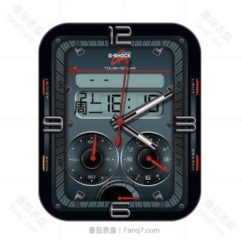 casio卡西欧深沉蓝黑简约双盘表盘.clock