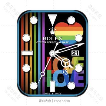rolex劳力士苹果logo黑色底love主题表盘.clock