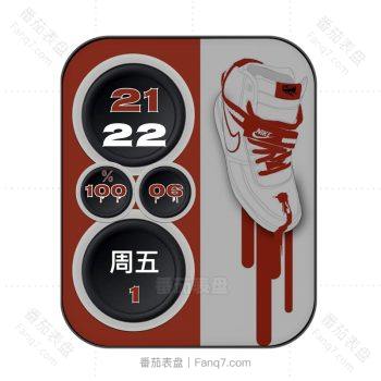 nike耐克白色底耐克运动鞋红色掉漆表盘.clock