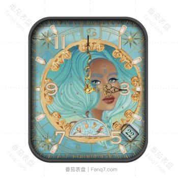 穆夏Zodiac Cancer黄道带绿色夏日表盘.clock