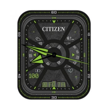 西铁城CITTZEN黑色磨砂绿色刻度表盘.clock