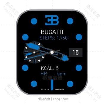 BUGATTI布加迪酷黑蓝1960单盘表盘.clock&clock2