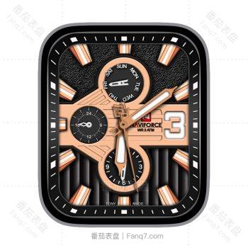 NAVIFORCE领翔黑色磨砂玫瑰金指针刻度日志星期三盘表盘.clock&clcok2