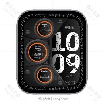 左右屏时间数据橙黑灰表盘.clock&clock2