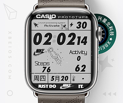 卡西欧CASIO网红卡通太空人系列动态旋转小人粉红色的NIKE简约表盘.clock