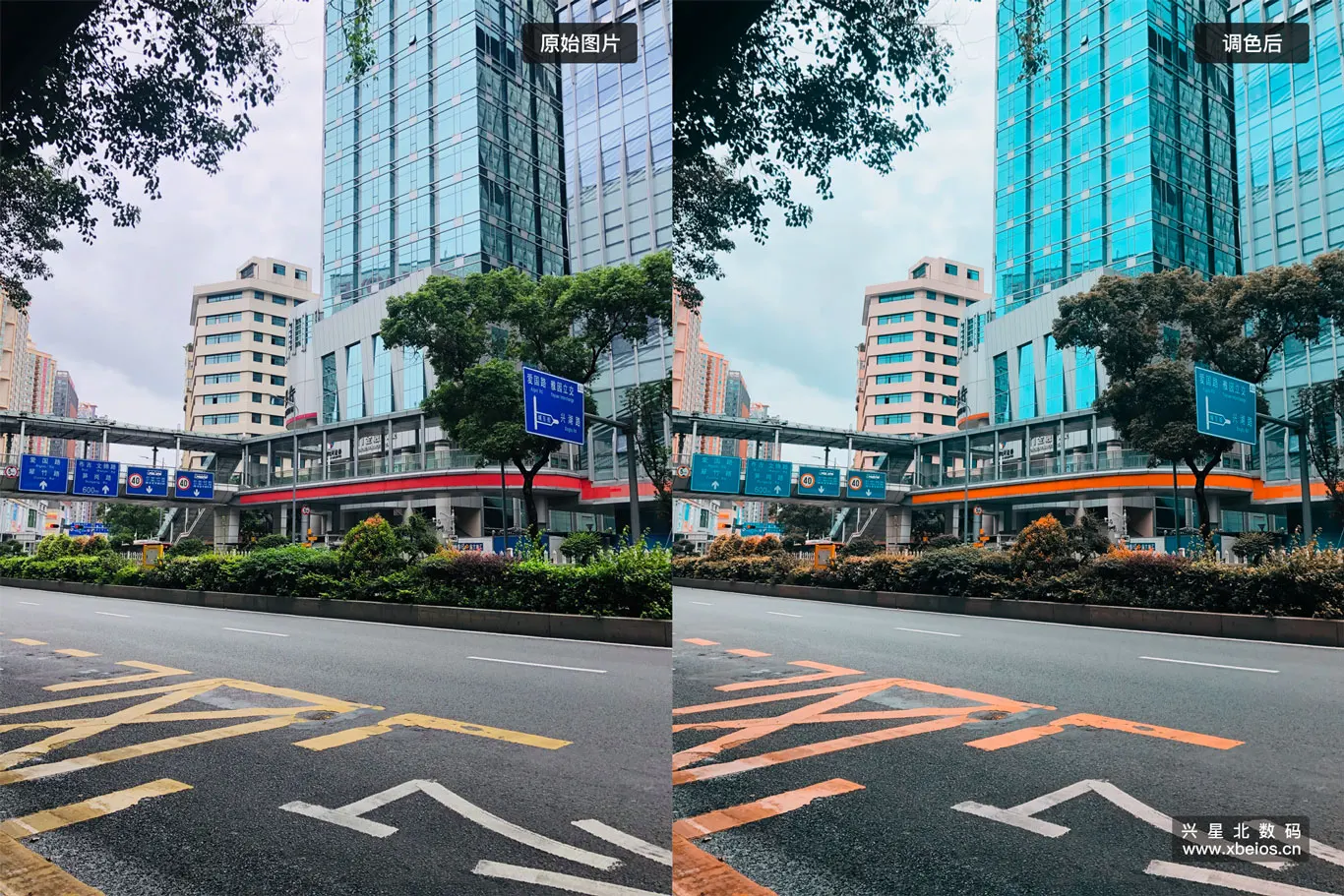 两种方法教你调成青橙色调